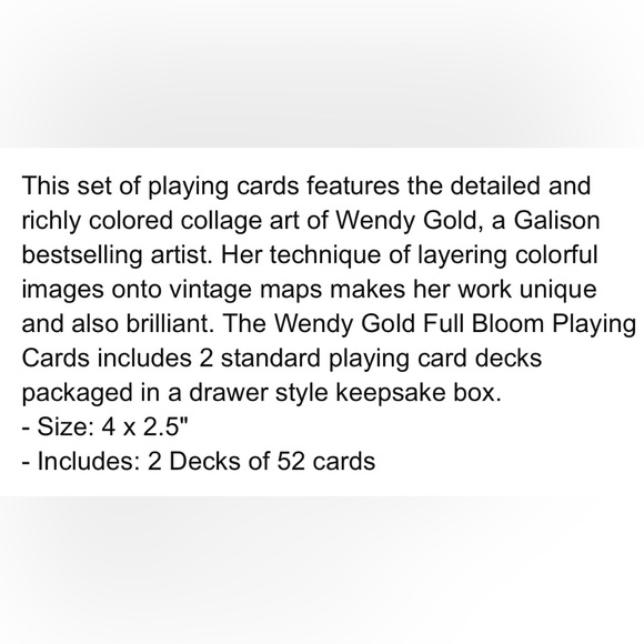 Wendy Gold Map of the World Playing Card Set Full Bloom Galison - Picture 5 of 5